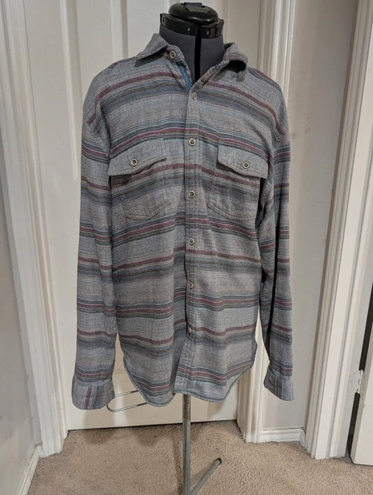 Carbon2Cobalt Men's Gray & Purple Striped Button Down Shirt Medium
