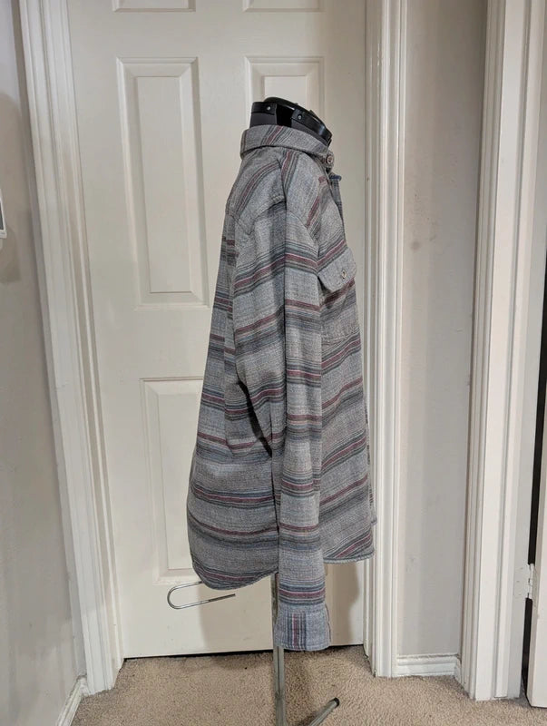 Carbon2Cobalt Men's Gray & Purple Striped Button Down Shirt Medium