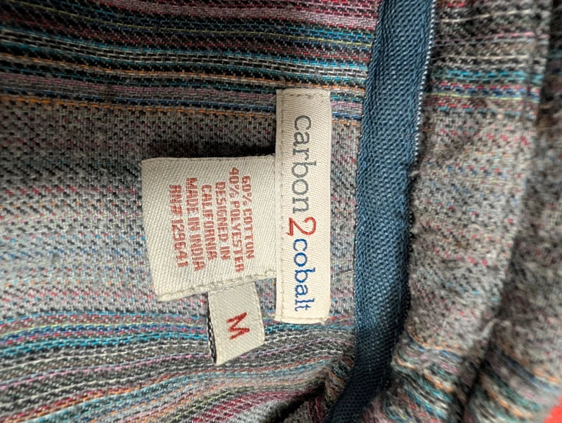 Carbon2Cobalt Men's Gray & Purple Striped Button Down Shirt Medium