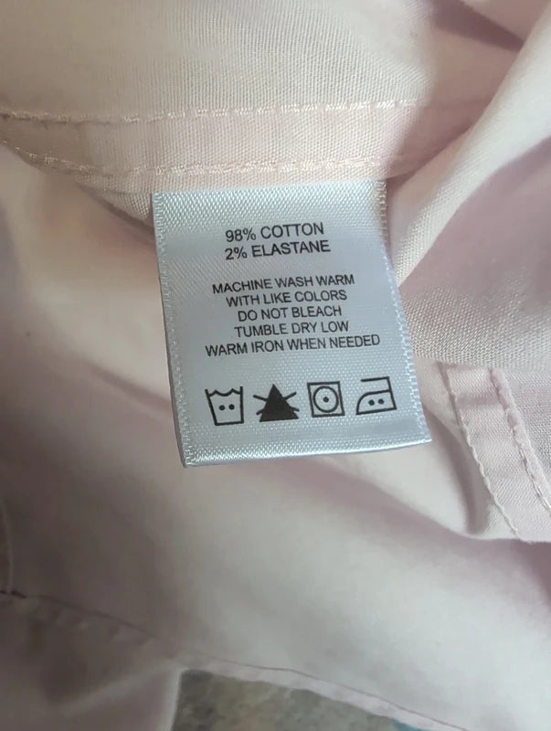 Foxcroft Y2K Pink 3/4 Sleeve Button-Down Women's Small Retro Non-Iron Stretch