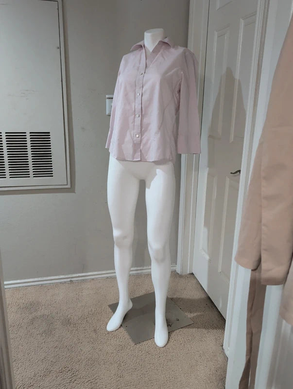 Foxcroft Y2K Pink 3/4 Sleeve Button-Down Women's Small Retro Non-Iron Stretch