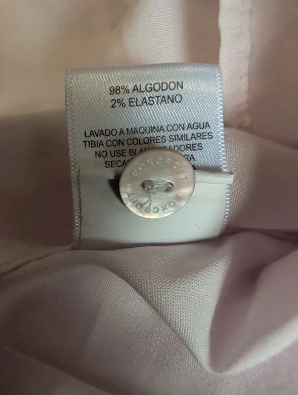 Foxcroft Y2K Pink 3/4 Sleeve Button-Down Women's Small Retro Non-Iron Stretch