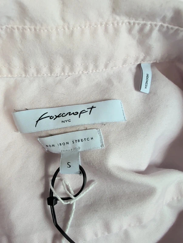 Foxcroft Y2K Pink 3/4 Sleeve Button-Down Women's Small Retro Non-Iron Stretch