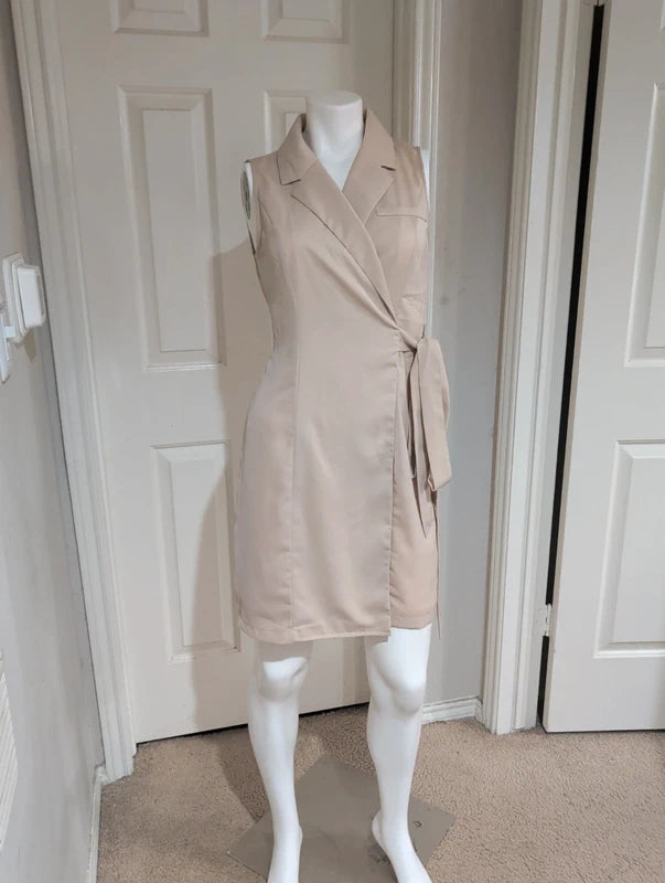 Shein Tan Wrap Dress Women's Medium/38