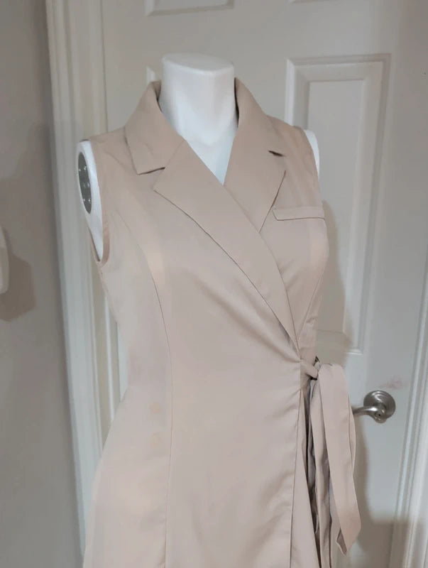 Shein Tan Wrap Dress Women's Medium/38