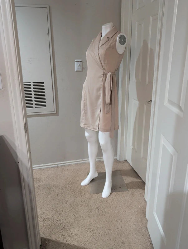 Shein Tan Wrap Dress Women's Medium/38