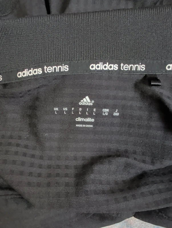 Adidas Black Men's Tennis Athletic Henley Short Sleeve Shirt Large