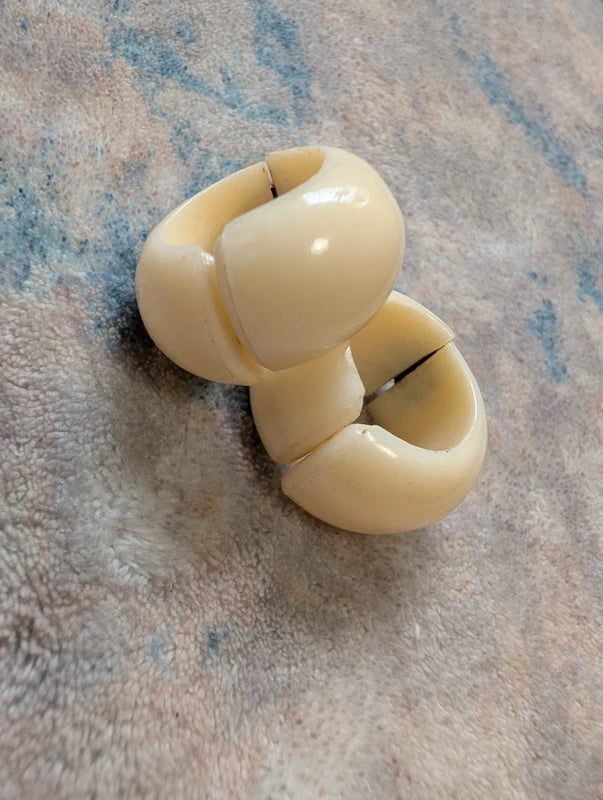 Vintage Modernist White Thick Hoop Clip-On Earrings Retro Costume Jewelry