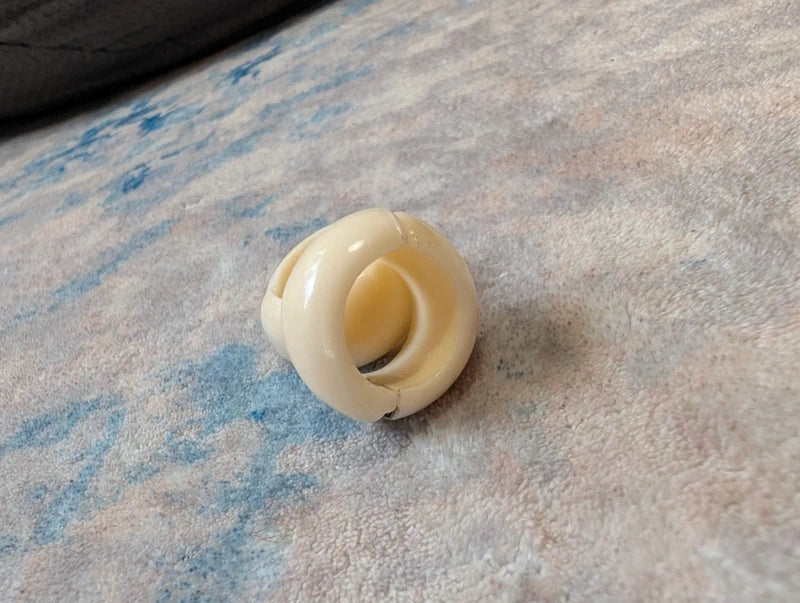Vintage Modernist White Thick Hoop Clip-On Earrings Retro Costume Jewelry