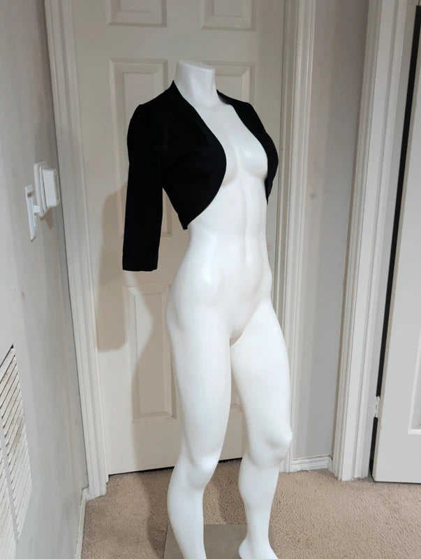 Y2K Open-Front Cropped Bolero Shrug 3/4 Length Sleeves Retro Small