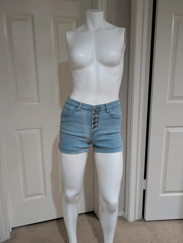 Shein Light Blue 5-Button Retro Women's Shorts XS