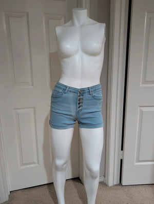 Shein Light Blue 5-Button Retro Women's Shorts XS