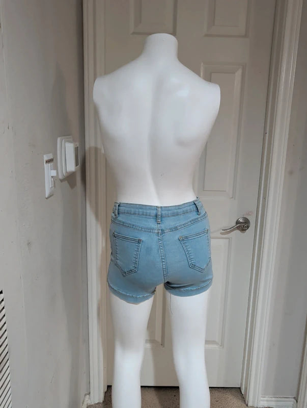 Shein Light Blue 5-Button Retro Women's Shorts XS