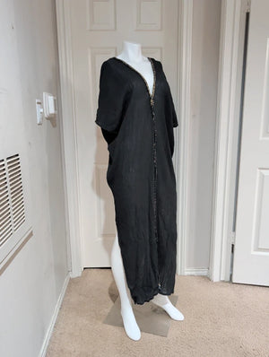 Kallisto & Hermes Sheer Black Cotton Kimono Swim Coverup Women O/S