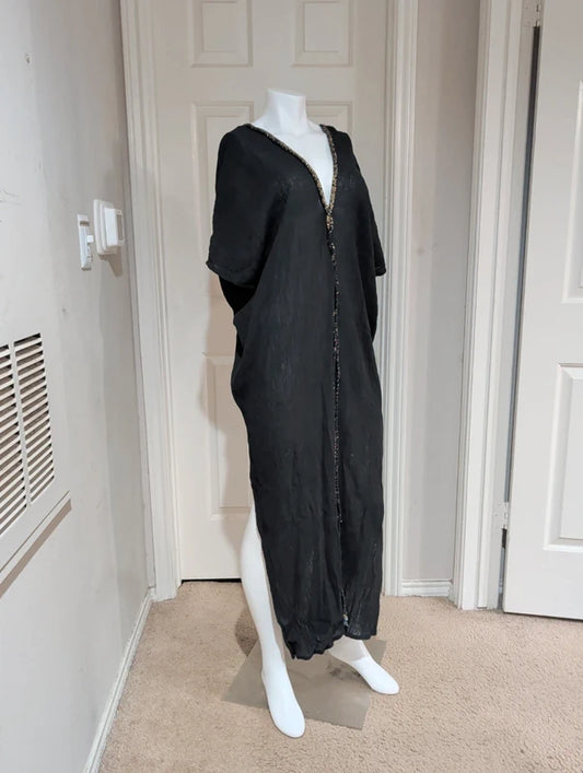 Kallisto & Hermes Sheer Black Cotton Kimono Swim Coverup Women O/S
