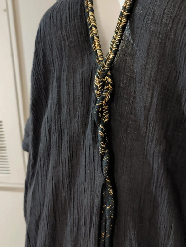 Kallisto & Hermes Sheer Black Cotton Kimono Swim Coverup Women O/S