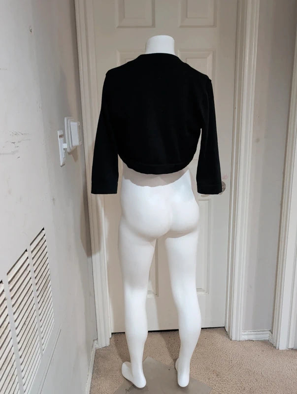 Y2K Open-Front Cropped Bolero Shrug 3/4 Length Sleeves Retro Small