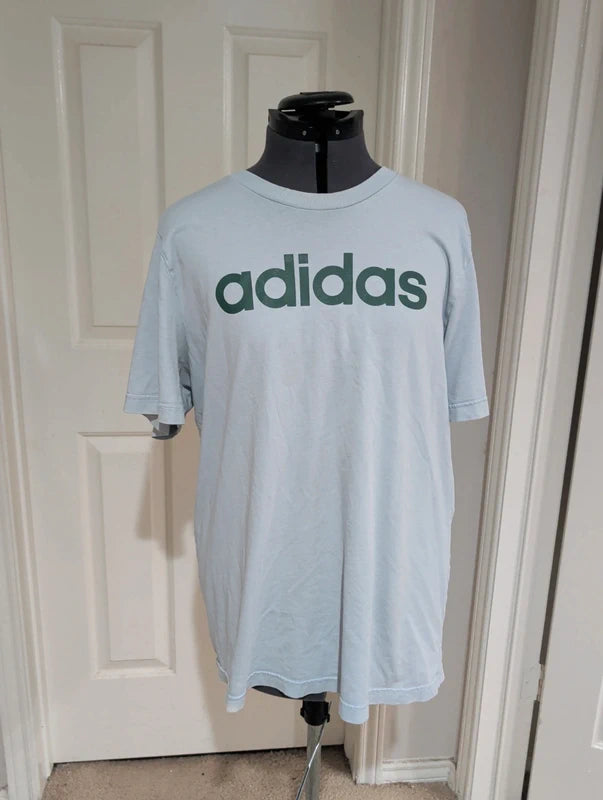 Adidas Men's Athletic Short Sleeve Blue & Green Tee Large