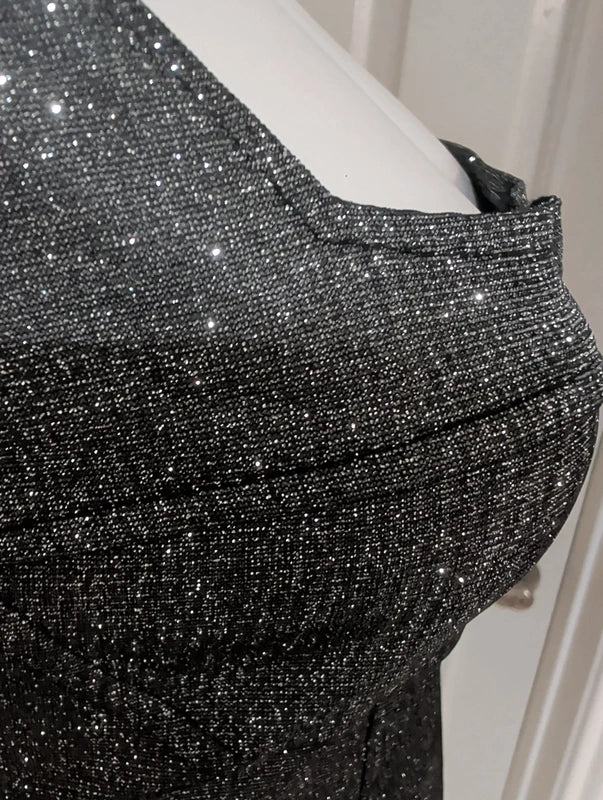 Silver & Black Tailored Stretch Mini Dress Women's Large