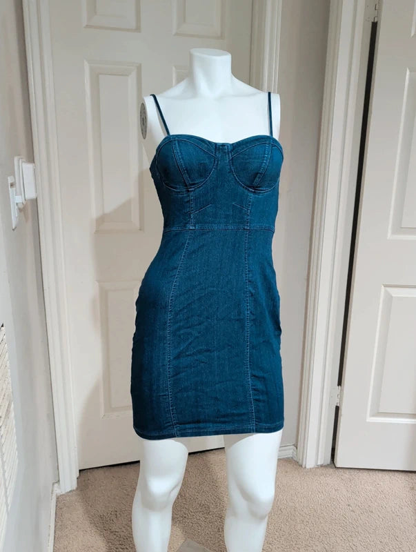 Haute Monde Denim Stretch Mini Dress Women's Medium
