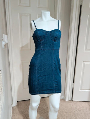 Haute Monde Denim Stretch Mini Dress Women's Medium