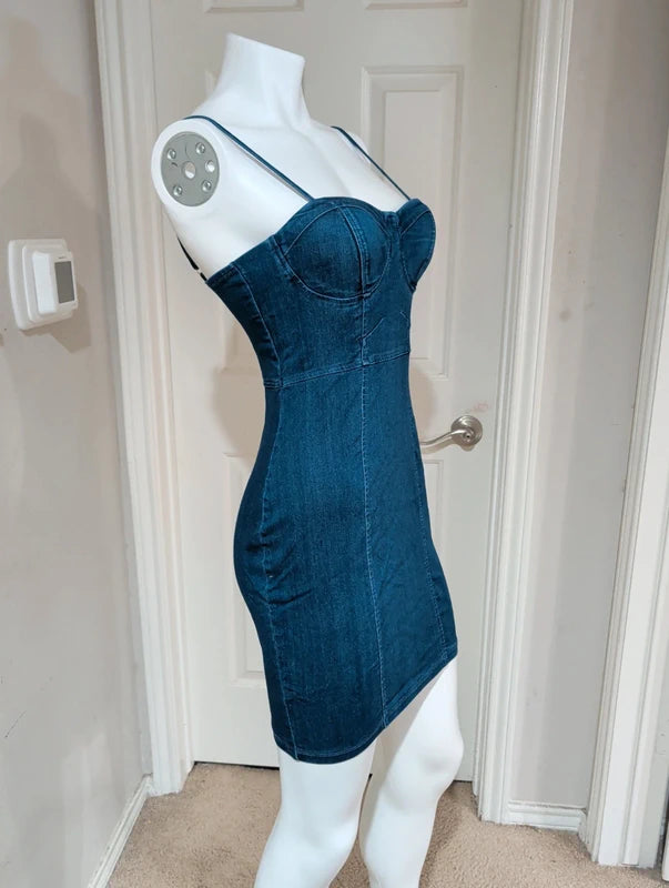 Haute Monde Denim Stretch Mini Dress Women's Medium