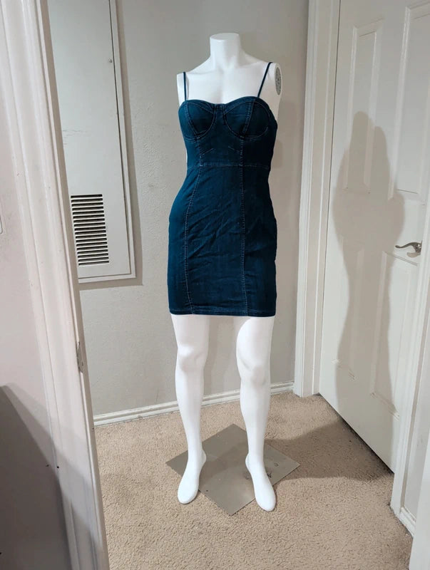 Haute Monde Denim Stretch Mini Dress Women's Medium