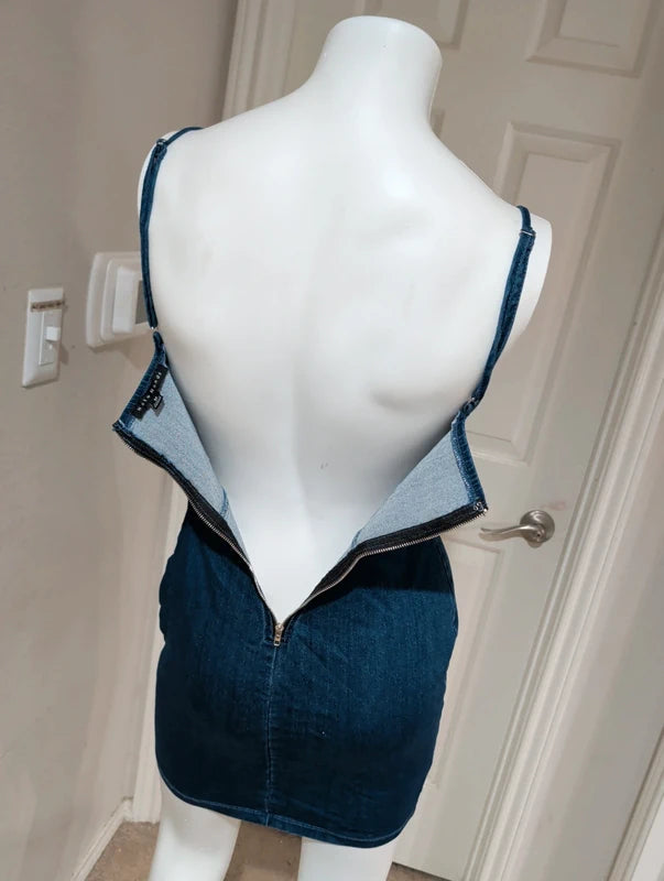 Haute Monde Denim Stretch Mini Dress Women's Medium