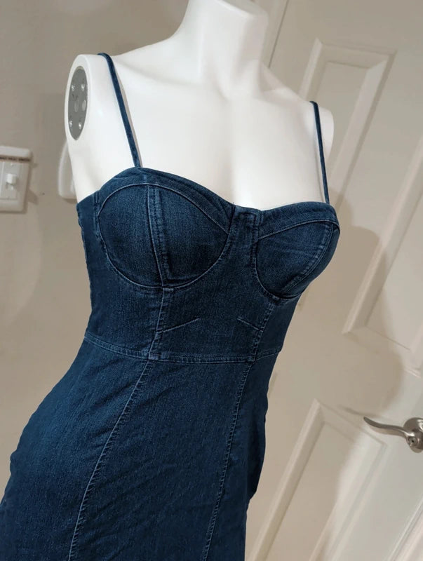 Haute Monde Denim Stretch Mini Dress Women's Medium