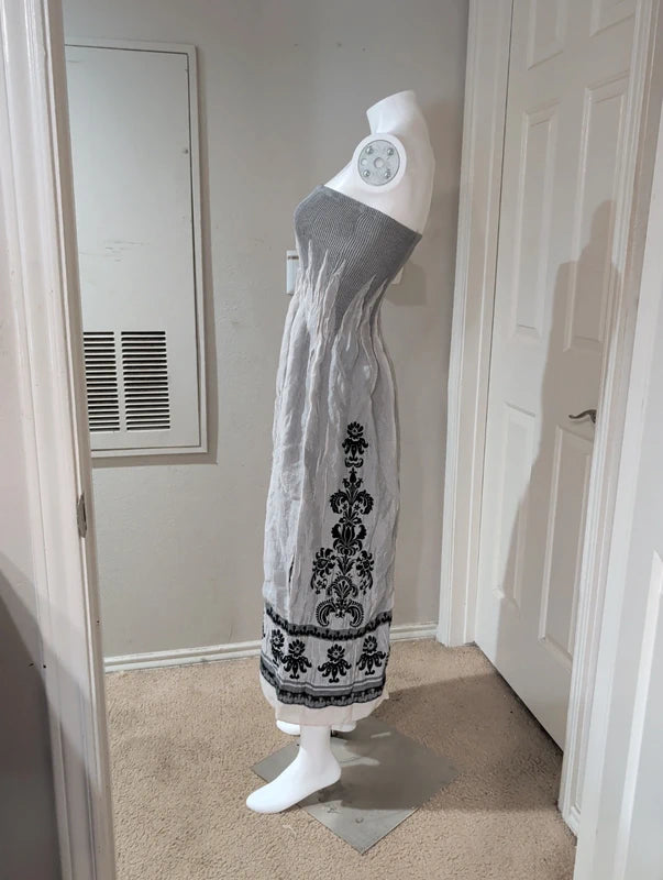Lightweight Lapis Strapless Cocktail Maxi Dress O/S