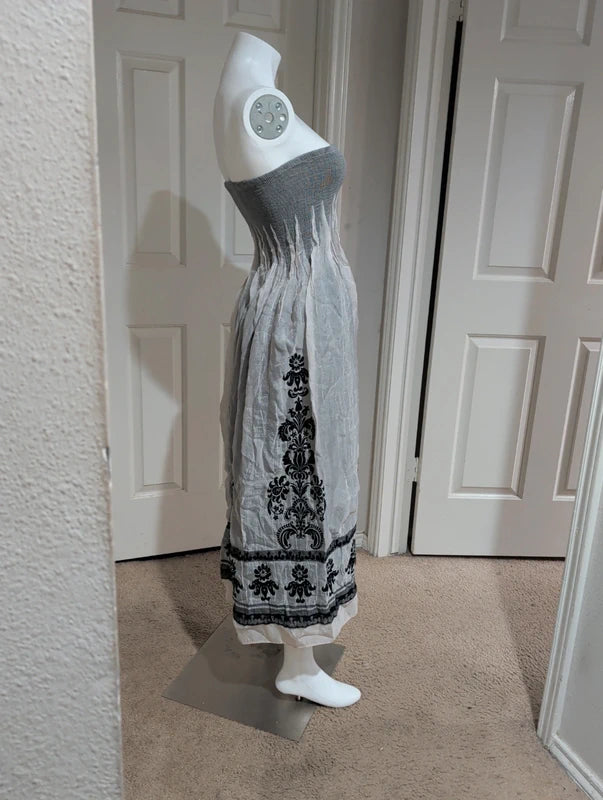 Lightweight Lapis Strapless Cocktail Maxi Dress O/S