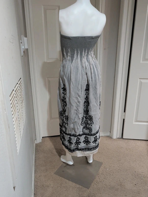 Lightweight Lapis Strapless Cocktail Maxi Dress O/S