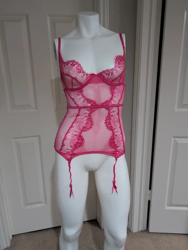 Dreamgirl Pink Lance Teddy Garter Bodysuit New Small