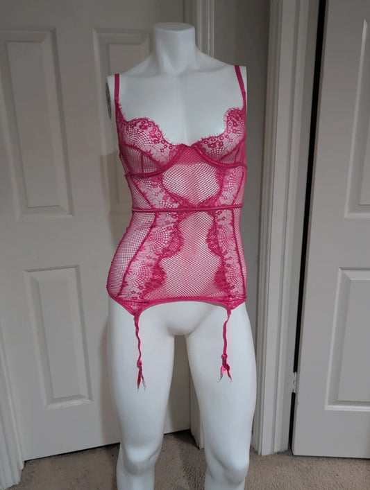 Dreamgirl Pink Lance Teddy Garter Bodysuit New Small