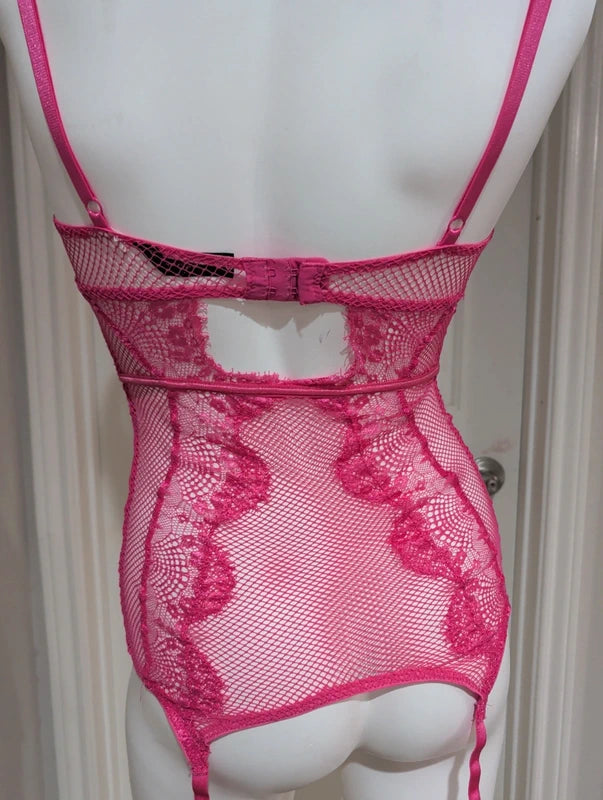 Dreamgirl Pink Lance Teddy Garter Bodysuit New Small