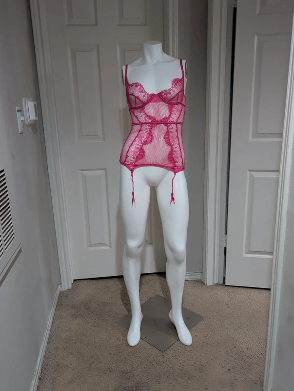 Dreamgirl Pink Lance Teddy Garter Bodysuit New Small