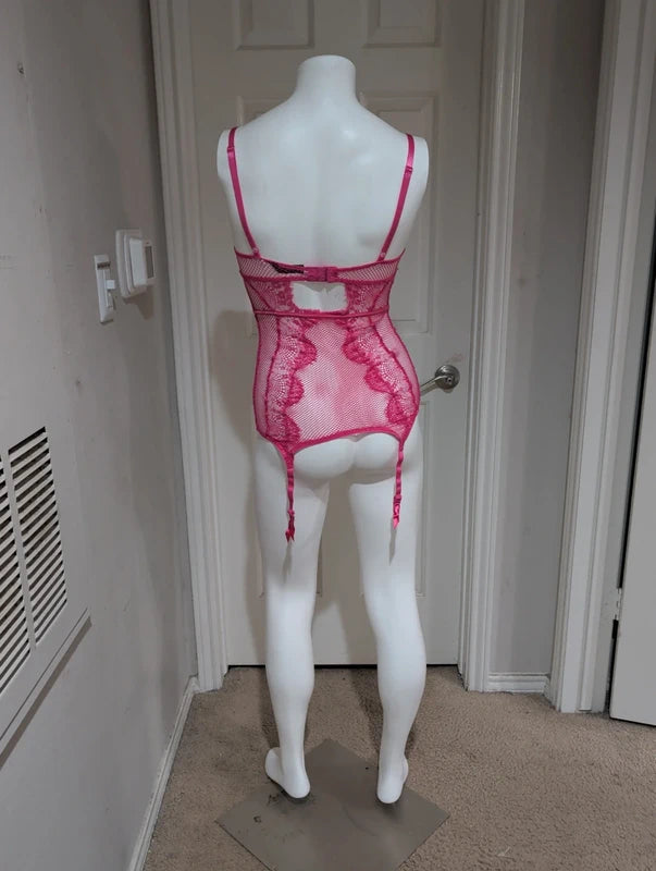 Dreamgirl Pink Lance Teddy Garter Bodysuit New Small