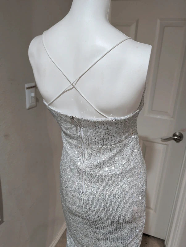 Nwt CBR Silver Sequin Midi Dress Women's Small