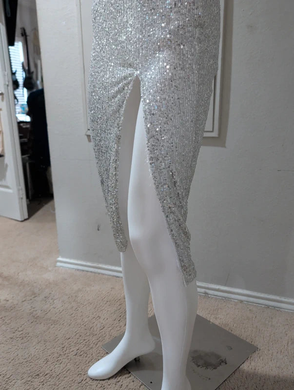 Nwt CBR Silver Sequin Midi Dress Women's Small