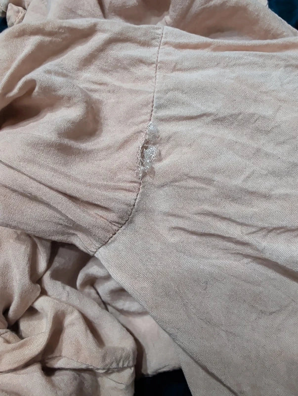 Polly Esther Pale Pink Cropped Bell Sleeve Blouse Women's Medium