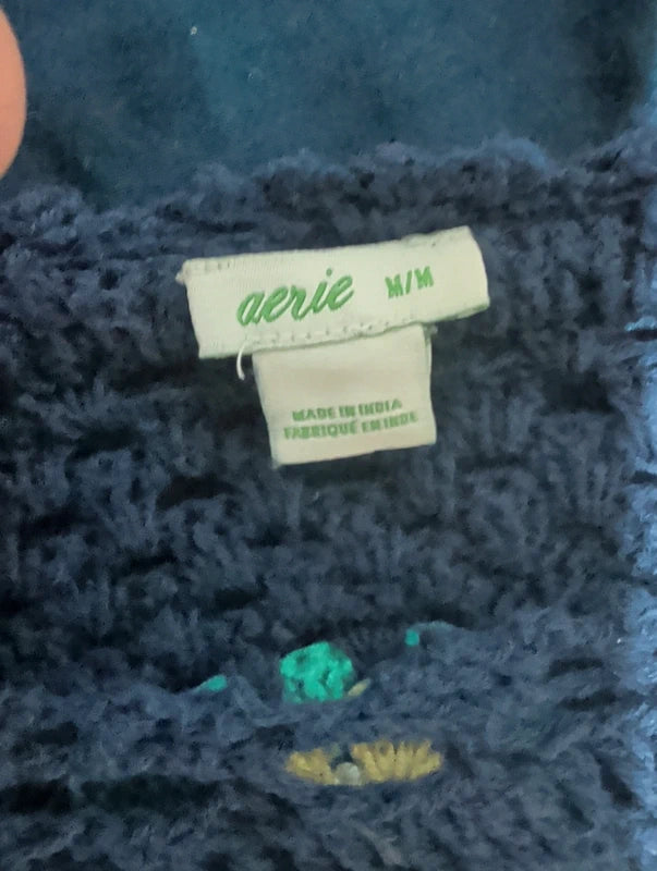Aerie Navy Blue Knit Balloon Sleeve Women's Medium