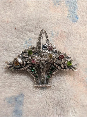 Vintage Edwardian Silver Coloured Paste Giardinetti Brooch