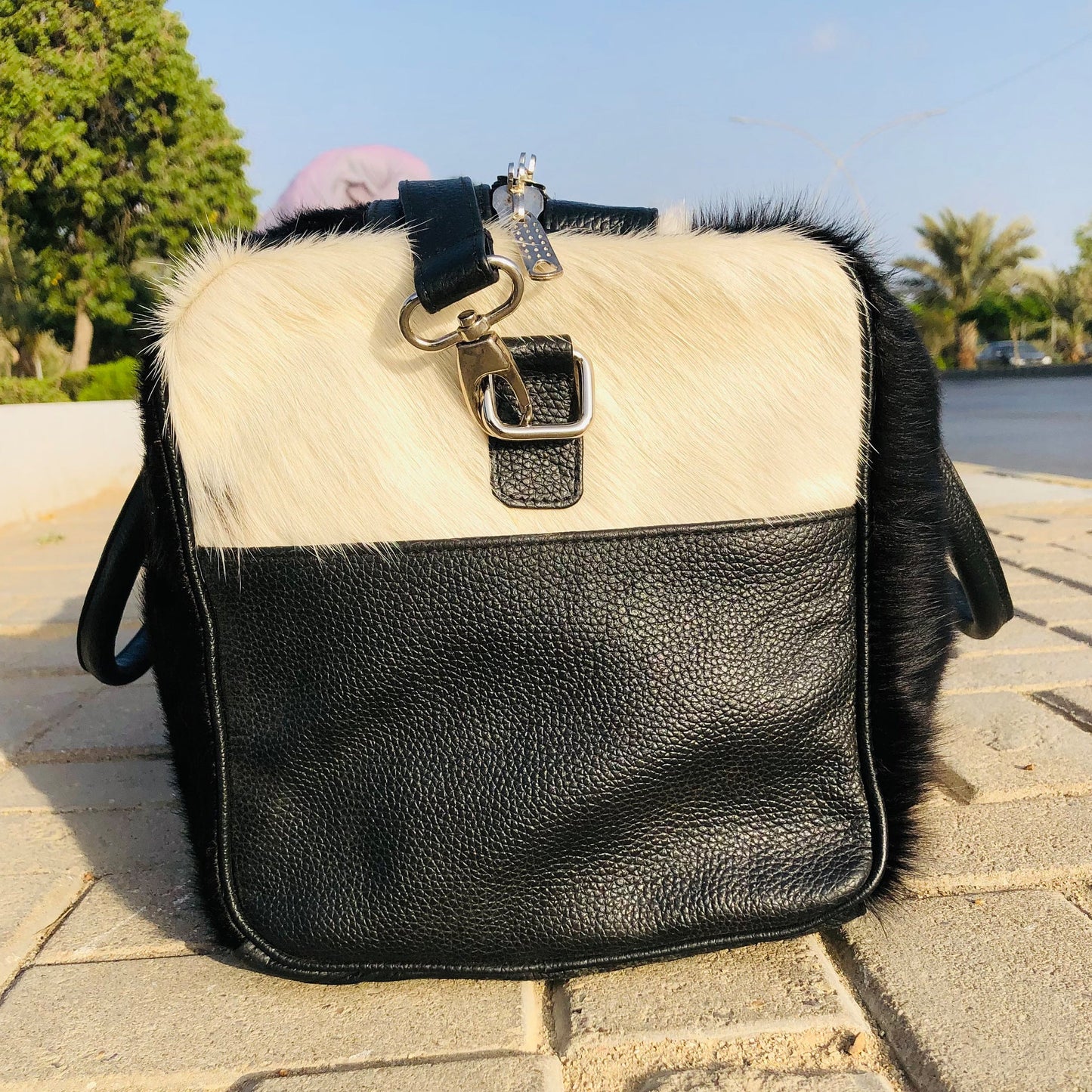 Pony Skin Bags: Medium Cowhide Duffel, Luxurious Genuine Leather, Unique Gift for Him or Her