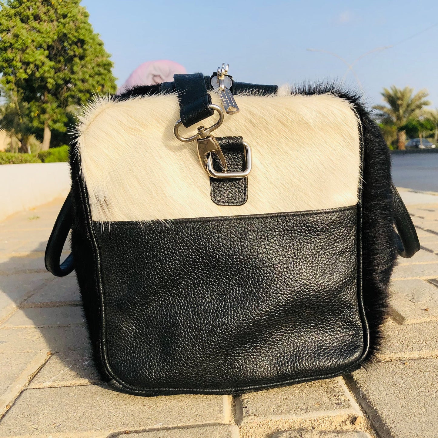 Pony Skin Bags: Medium Cowhide Duffel, Luxurious Genuine Leather, Unique Gift for Him or Her
