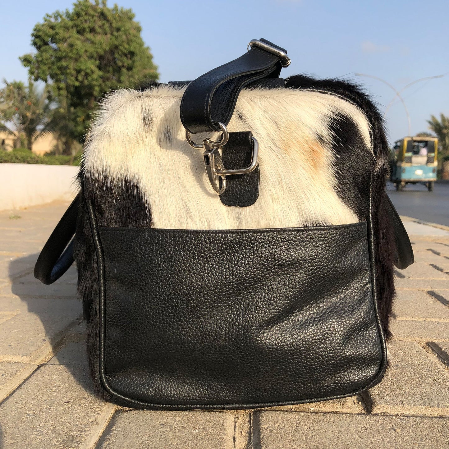 Pony Skin Bags: Medium Cowhide Duffel, Luxurious Genuine Leather, Unique Gift for Him or Her