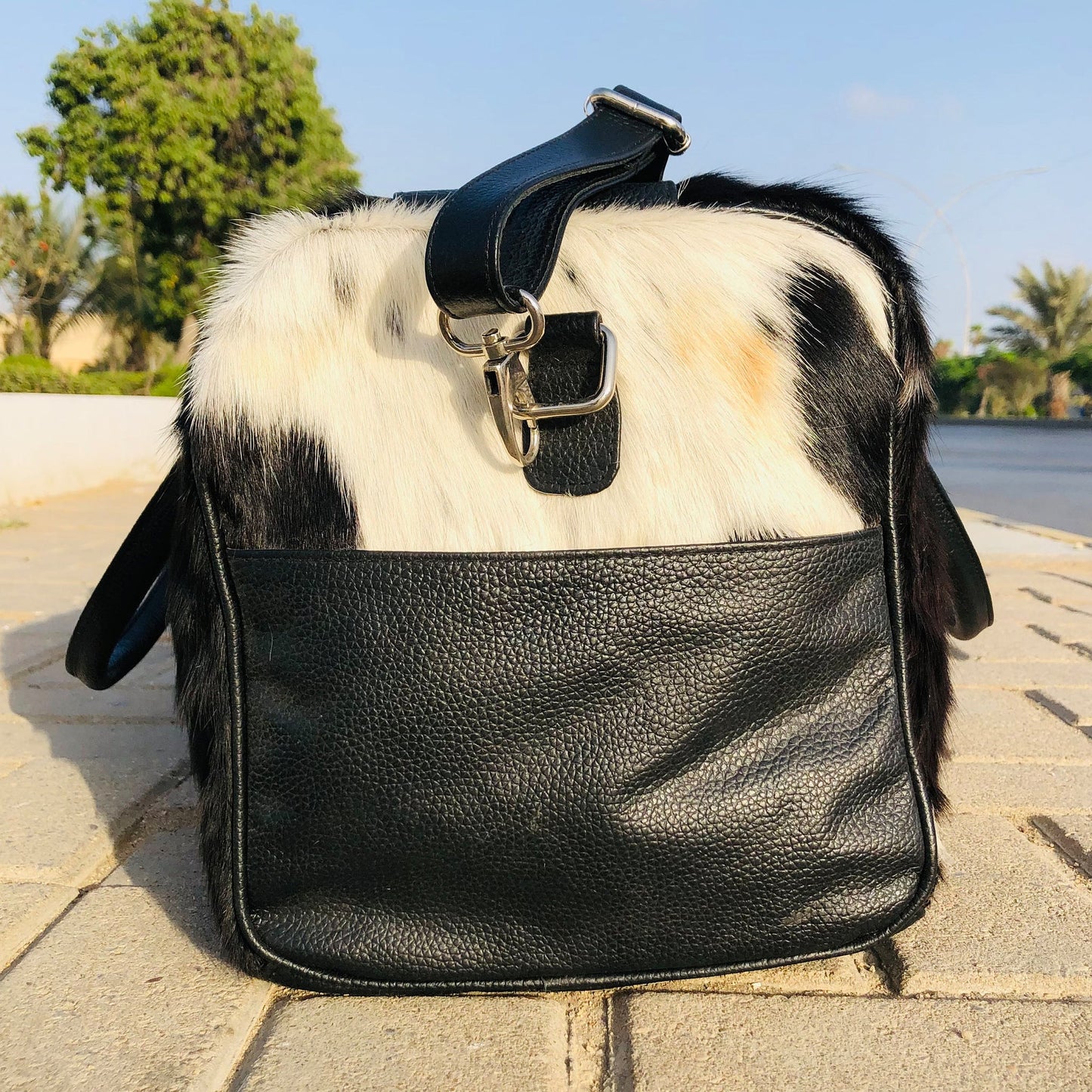 Pony Skin Bags: Medium Cowhide Duffel, Luxurious Genuine Leather, Unique Gift for Him or Her