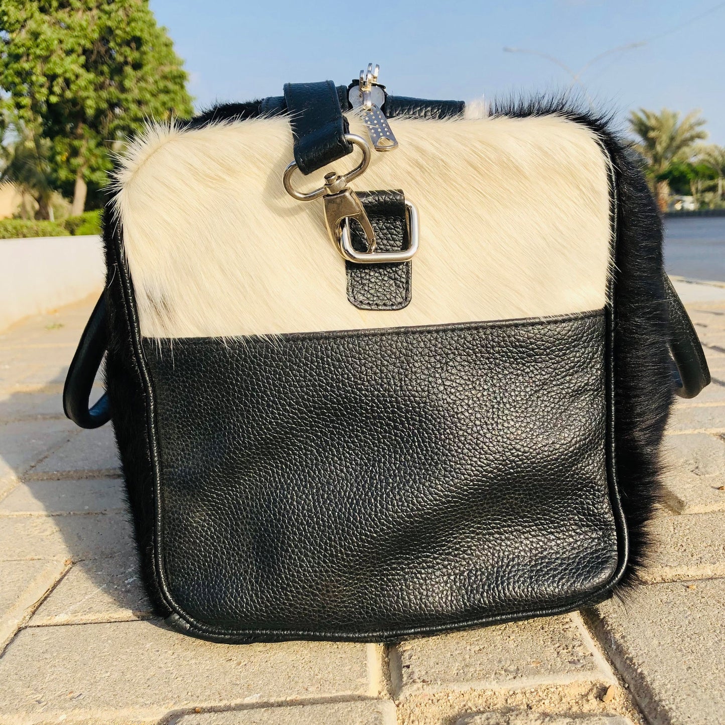 Pony Skin Bags: Medium Cowhide Duffel, Luxurious Genuine Leather, Unique Gift for Him or Her