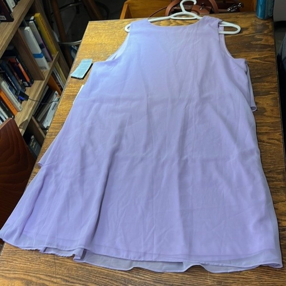 NWT Tash + Sophie Beautiful Lavender Ruffle Tiered Chiffon Sleeveless Dress XL