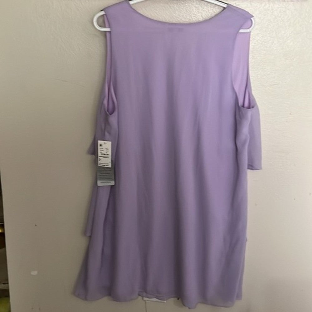 NWT Tash + Sophie Beautiful Lavender Ruffle Tiered Chiffon Sleeveless Dress XL