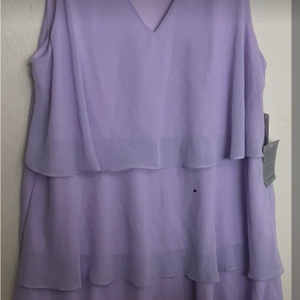 NWT Tash + Sophie Beautiful Lavender Ruffle Tiered Chiffon Sleeveless Dress XL